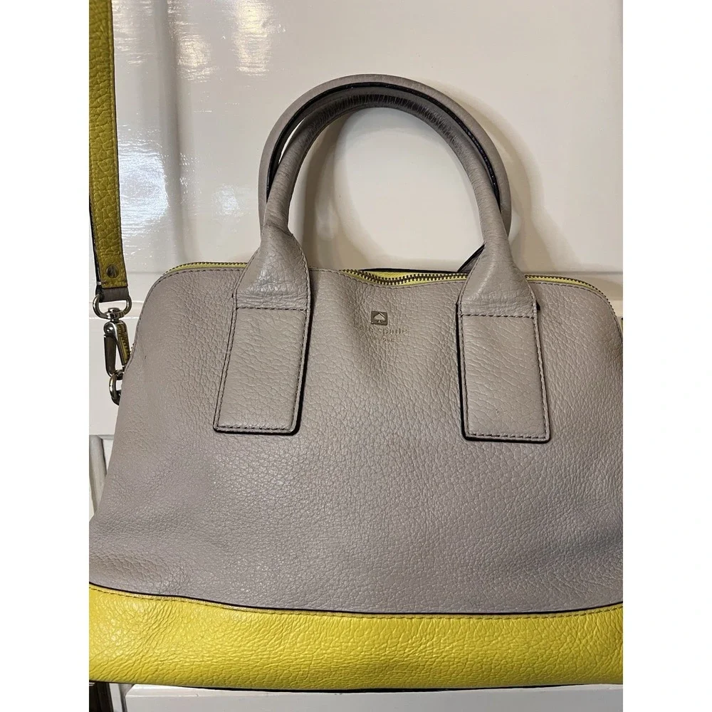 kate spade new york Colorblock Satchel Yellow Beige Striped Interior Large